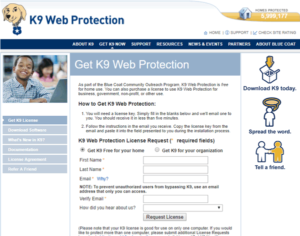 k9 web protection not blocking